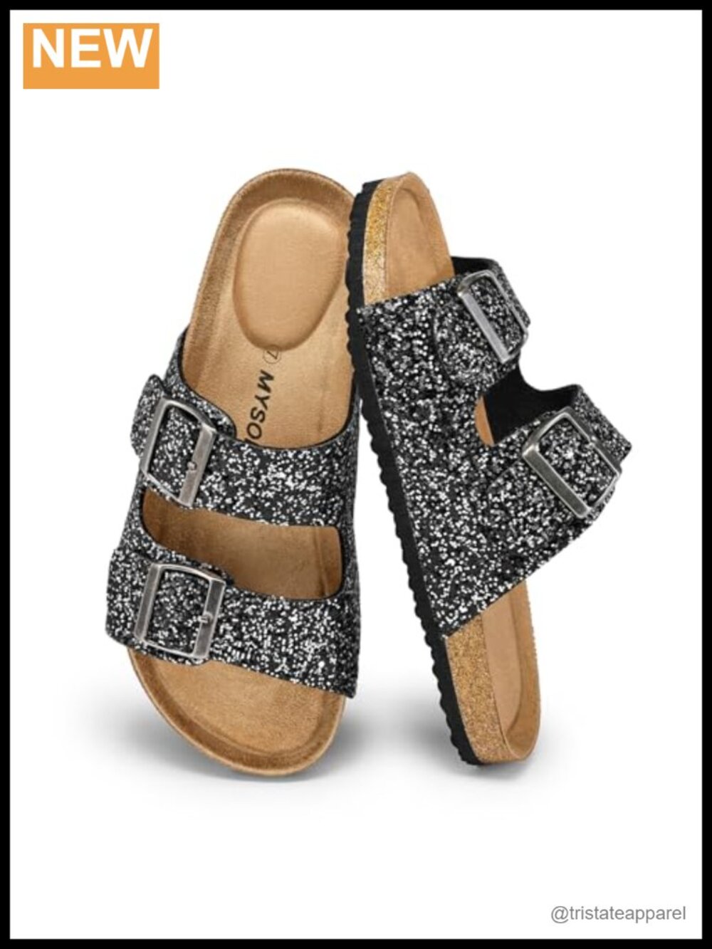 Womens Cork Footbed Slide Sandals 2 Adjustable Strap Comfort Shoes